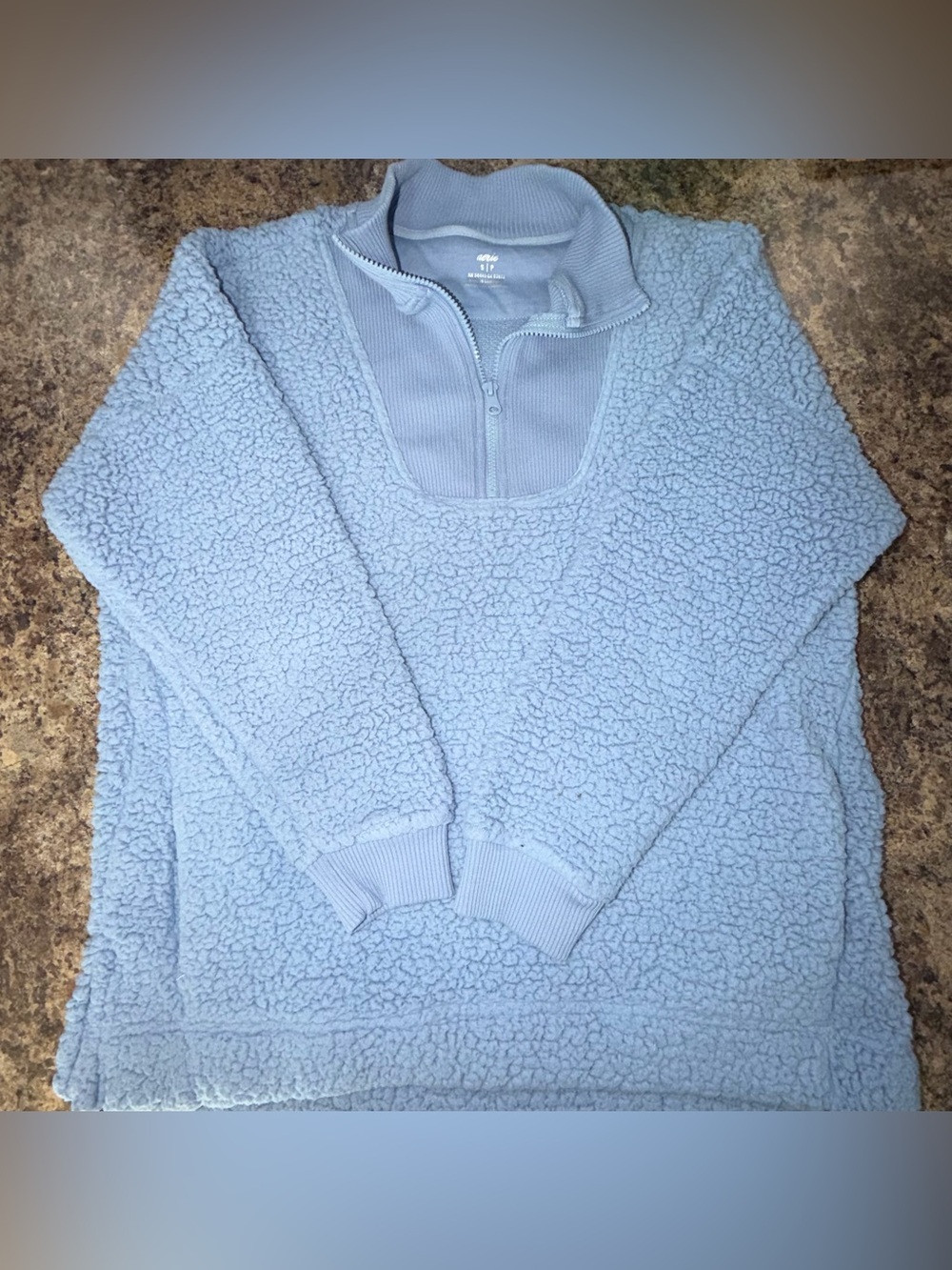 Aerie Light Blue Sherpa Quarter-Zip Fleece Pullover Sweater - Size Small